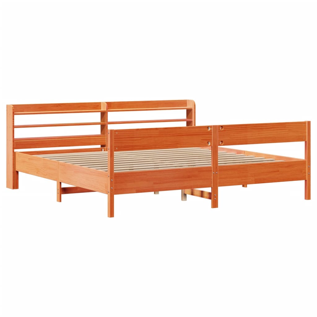 viaszbarna tömör fenyőfa ágy matrac nélkül 200 x 200 cm