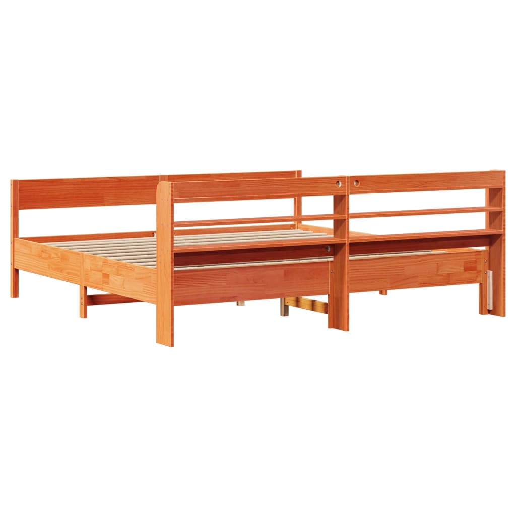 viaszbarna tömör fenyőfa ágy matrac nélkül 200 x 200 cm