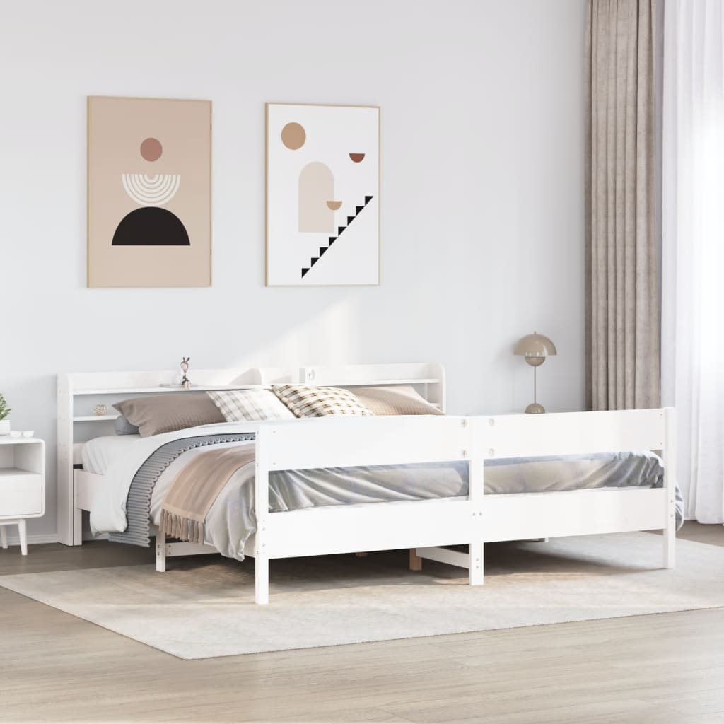 fehér tömör fenyőfa ágy matrac nélkül 180 x 200 cm