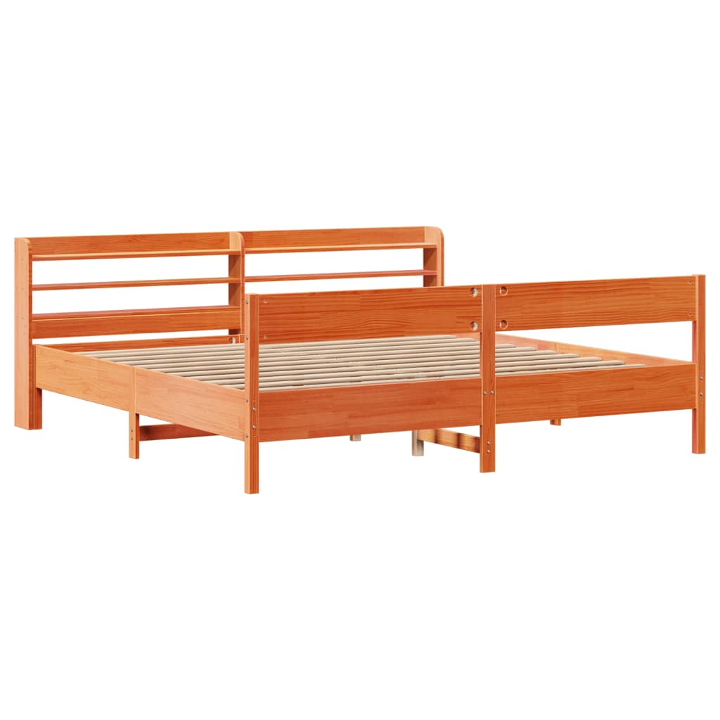 viaszbarna tömör fenyőfa ágy matrac nélkül 180 x 200 cm