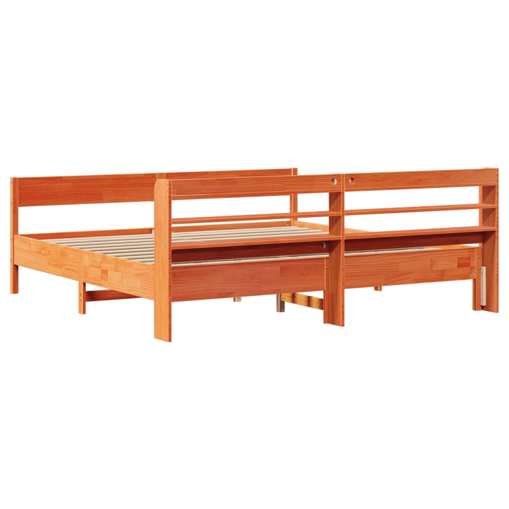 viaszbarna tömör fenyőfa ágy matrac nélkül 180 x 200 cm