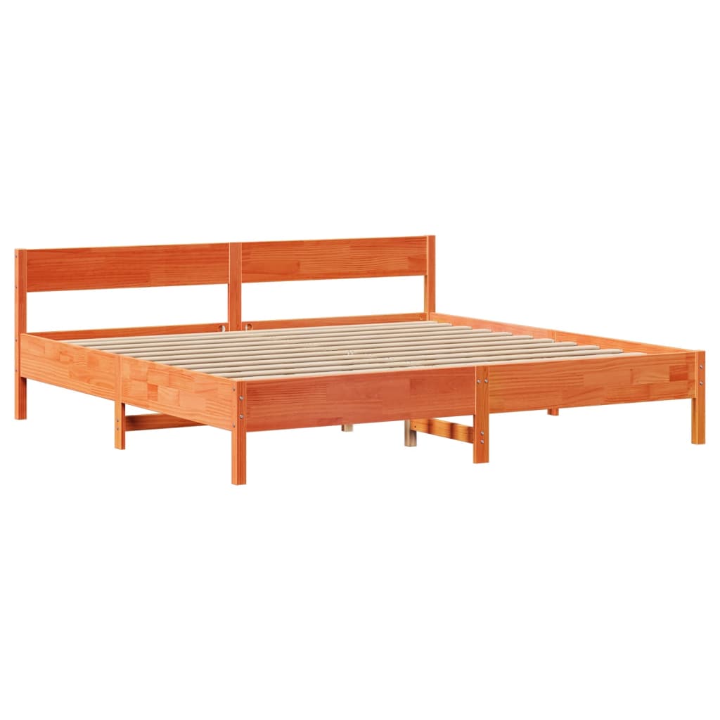 viaszbarna tömör fenyőfa ágy matrac nélkül 180 x 200 cm