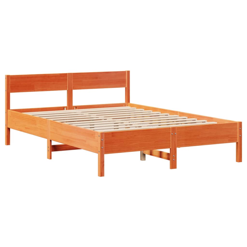 viaszbarna tömör fenyőfa ágy matrac nélkül 150 x 200 cm