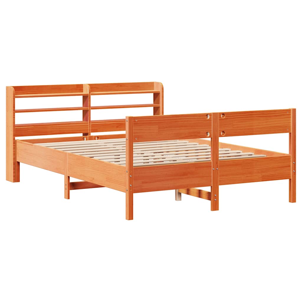 viaszbarna tömör fenyőfa ágy matrac nélkül 120 x 200 cm