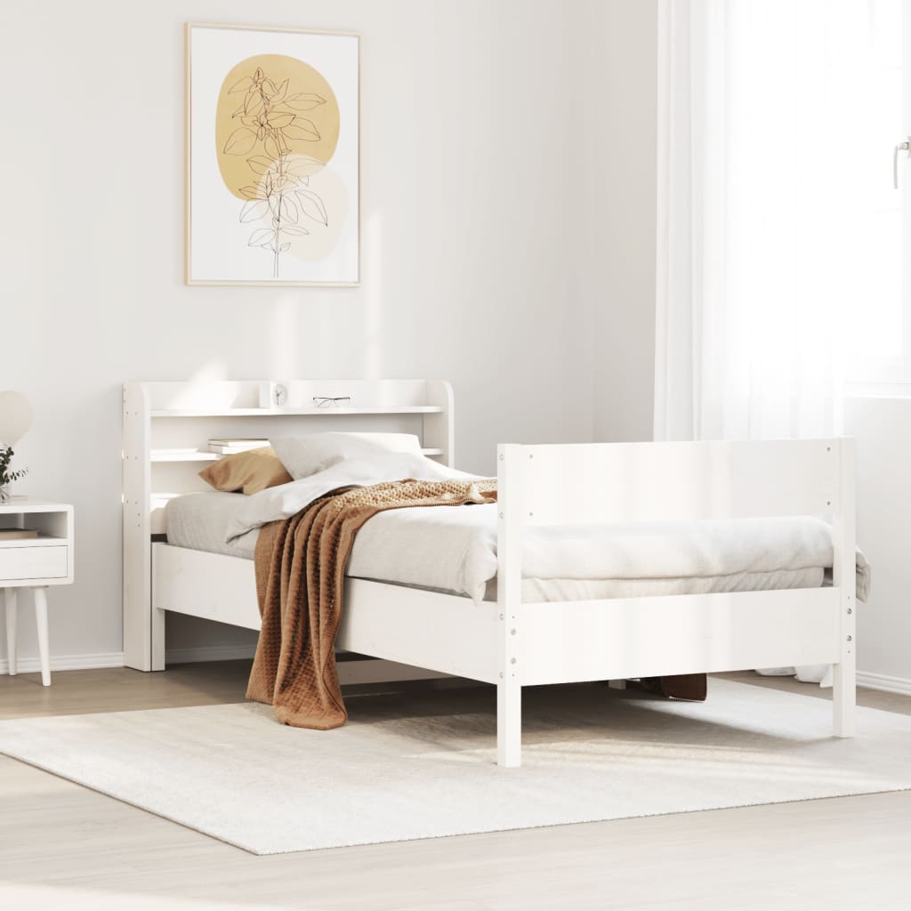 fehér tömör fenyőfa ágy matrac nélkül 90 x 200 cm