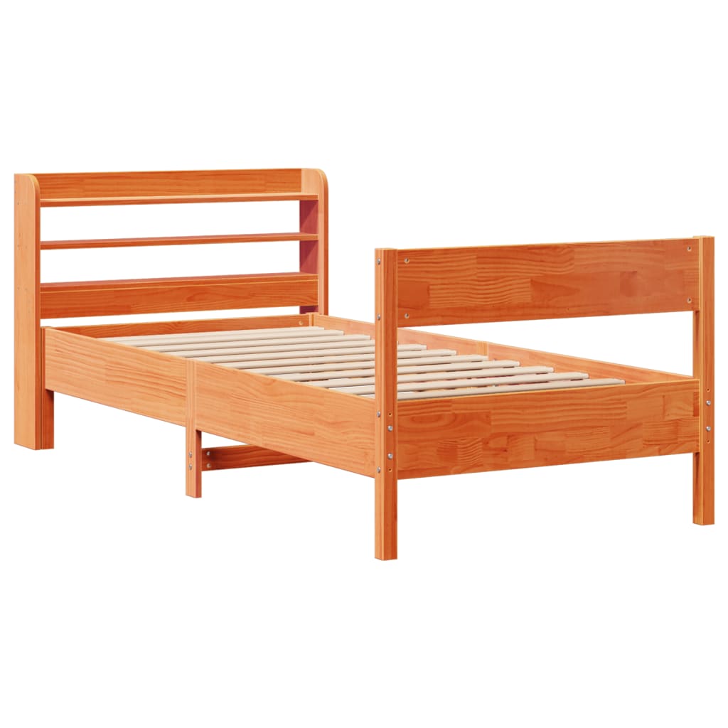 viaszbarna tömör fenyőfa ágy matrac nélkül 75 x 190 cm