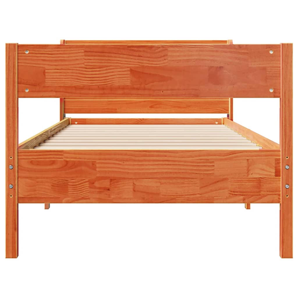 viaszbarna tömör fenyőfa ágy matrac nélkül 75 x 190 cm
