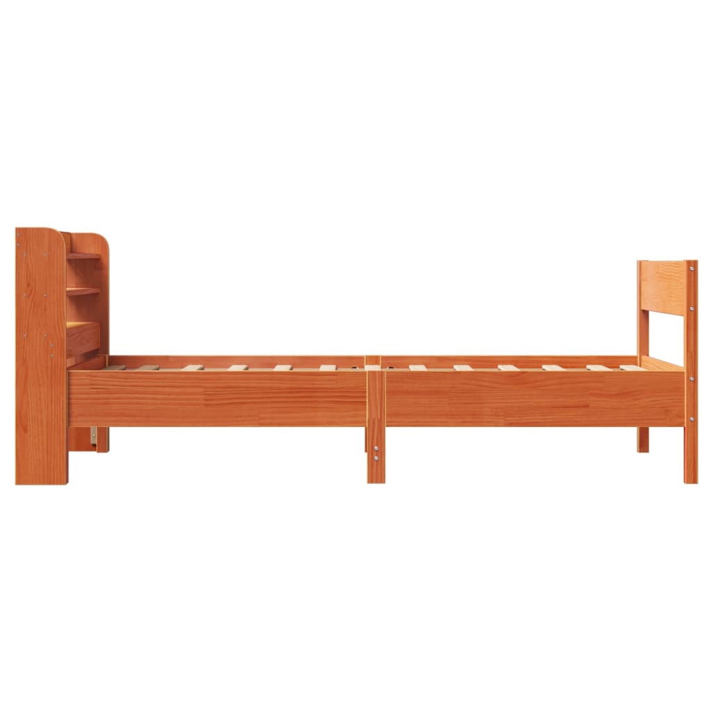 viaszbarna tömör fenyőfa ágy matrac nélkül 75 x 190 cm