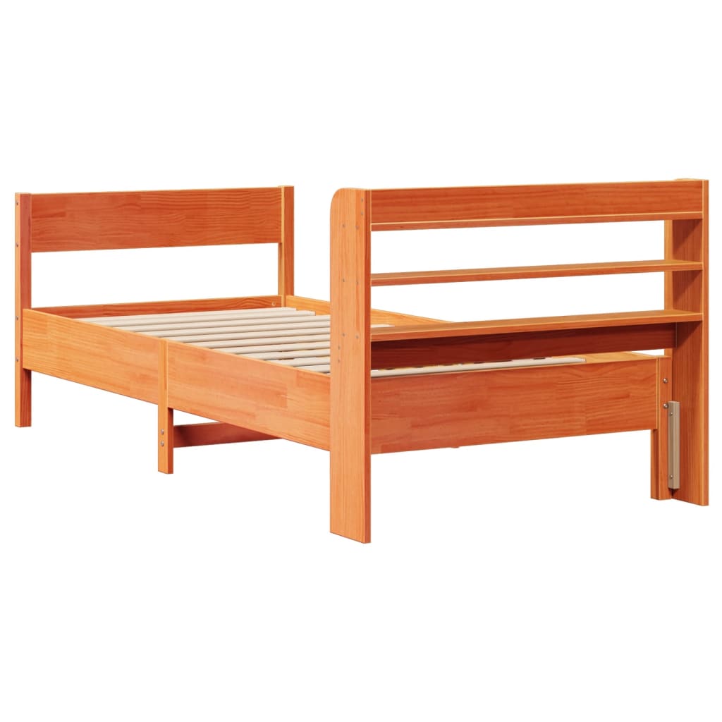 viaszbarna tömör fenyőfa ágy matrac nélkül 75 x 190 cm