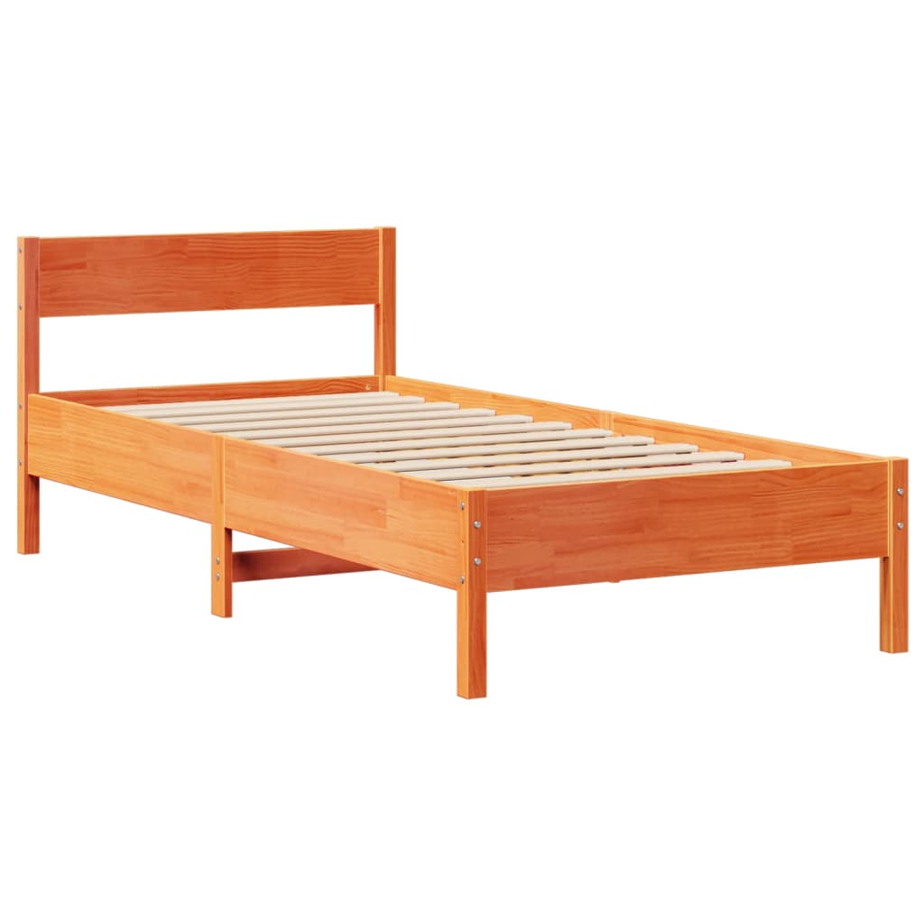 viaszbarna tömör fenyőfa ágy matrac nélkül 75 x 190 cm