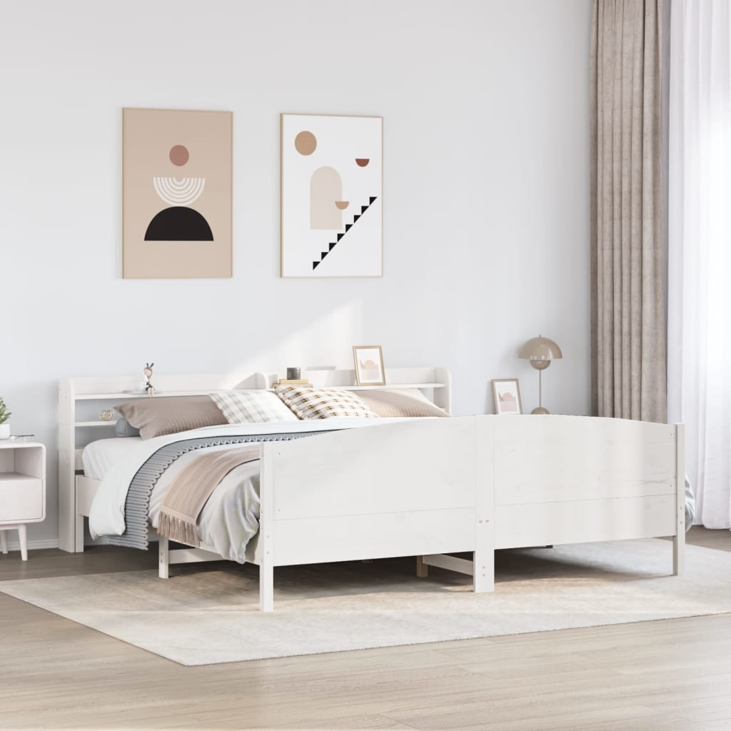 fehér tömör fenyőfa ágy matrac nélkül 200 x 200 cm