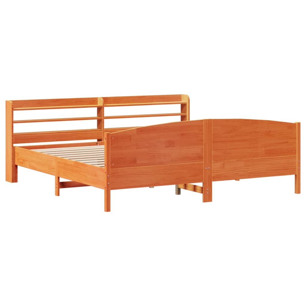 viaszbarna tömör fenyőfa ágy matrac nélkül 200 x 200 cm