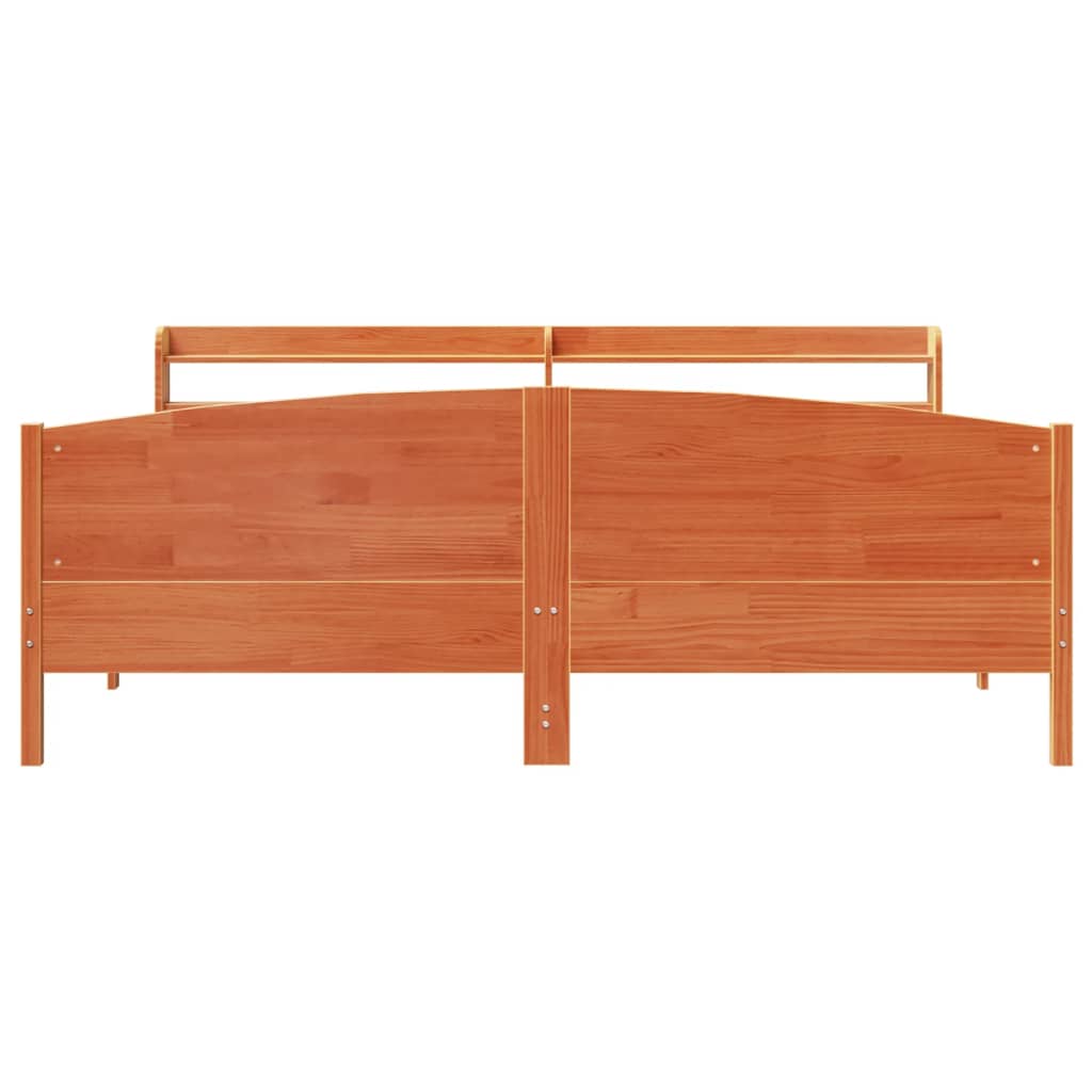 viaszbarna tömör fenyőfa ágy matrac nélkül 200 x 200 cm