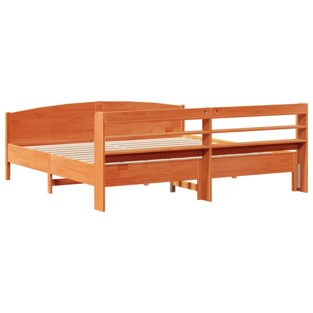 viaszbarna tömör fenyőfa ágy matrac nélkül 200 x 200 cm