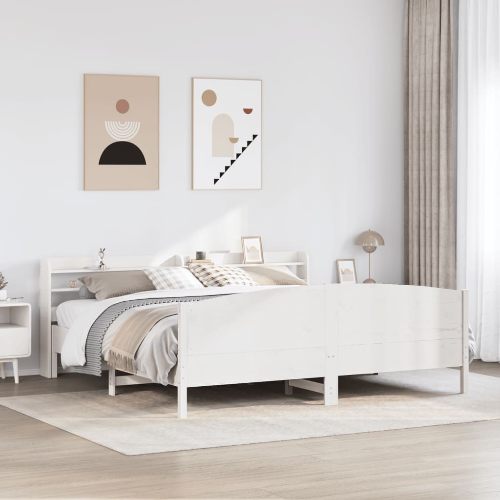 fehér tömör fenyőfa ágy matrac nélkül 180 x 200 cm
