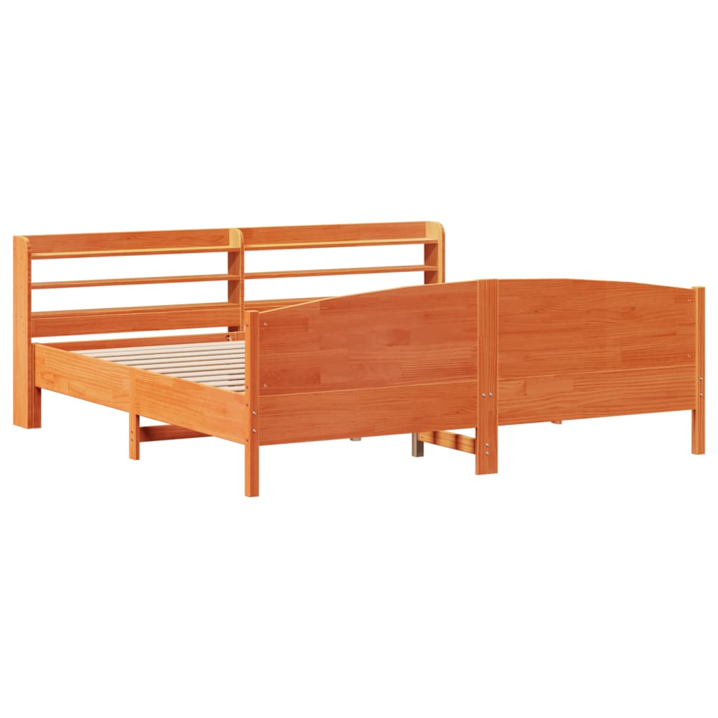 viaszbarna tömör fenyőfa ágy matrac nélkül 180 x 200 cm