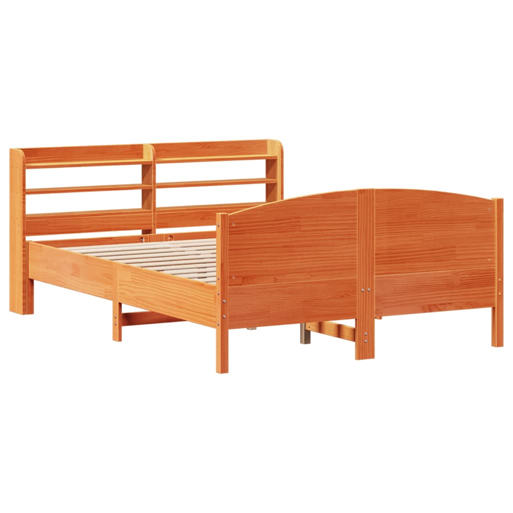 viaszbarna tömör fenyőfa ágy matrac nélkül 160 x 200 cm