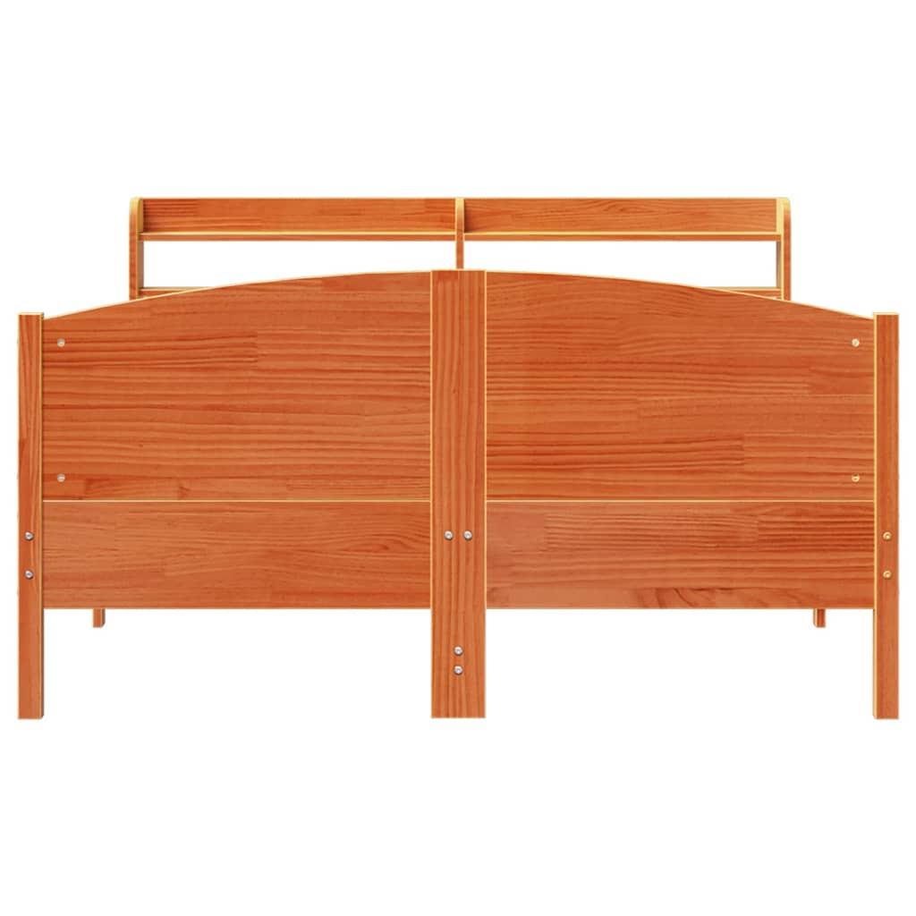 viaszbarna tömör fenyőfa ágy matrac nélkül 150 x 200 cm