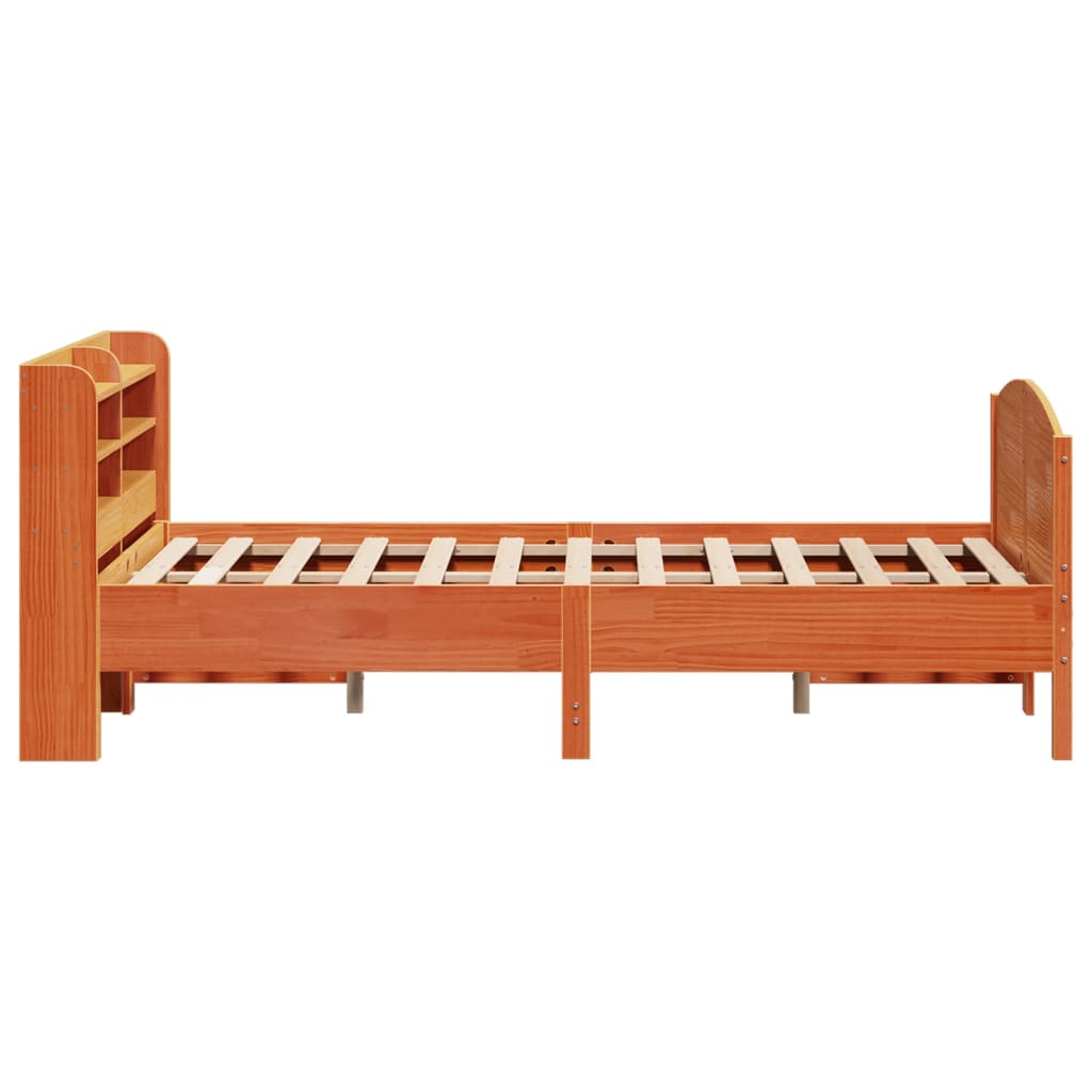 viaszbarna tömör fenyőfa ágy matrac nélkül 120 x 190 cm