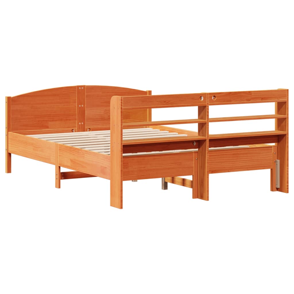viaszbarna tömör fenyőfa ágy matrac nélkül 120 x 190 cm