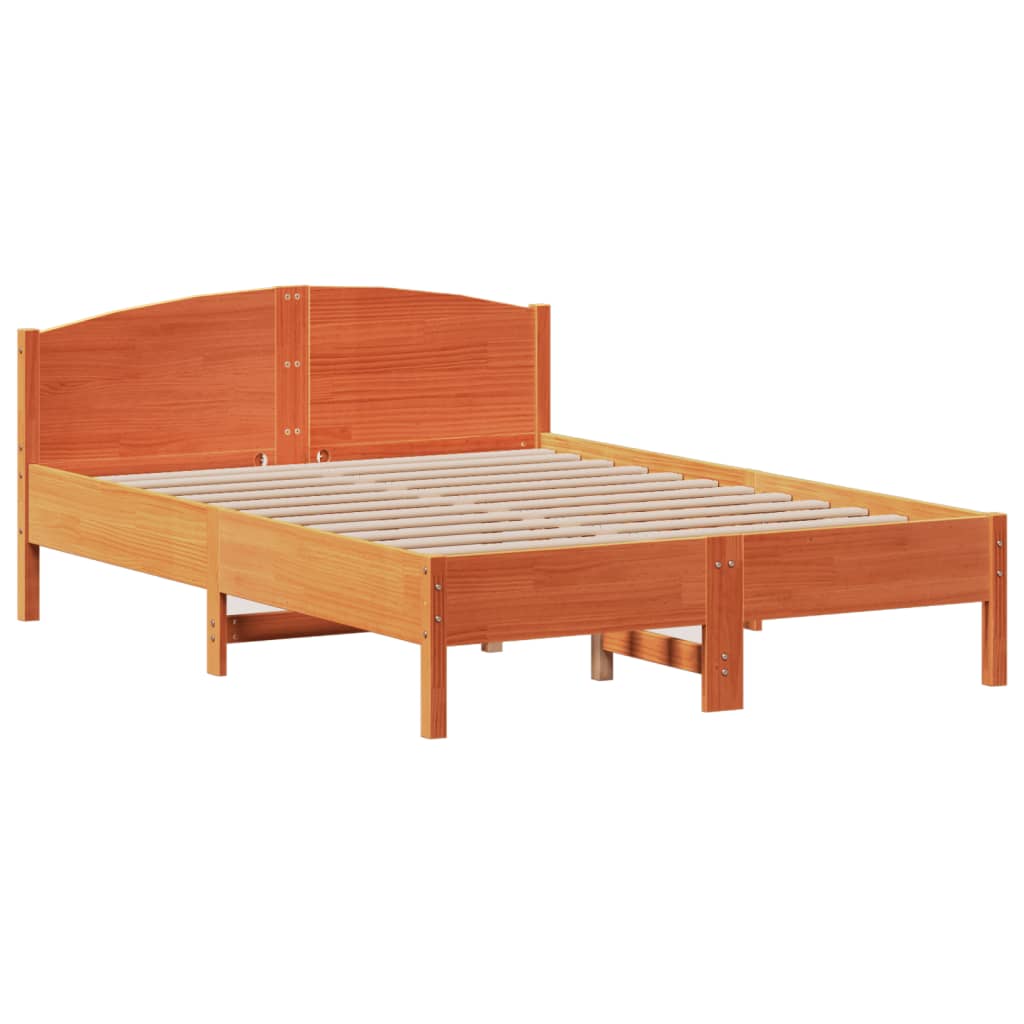 viaszbarna tömör fenyőfa ágy matrac nélkül 120 x 190 cm
