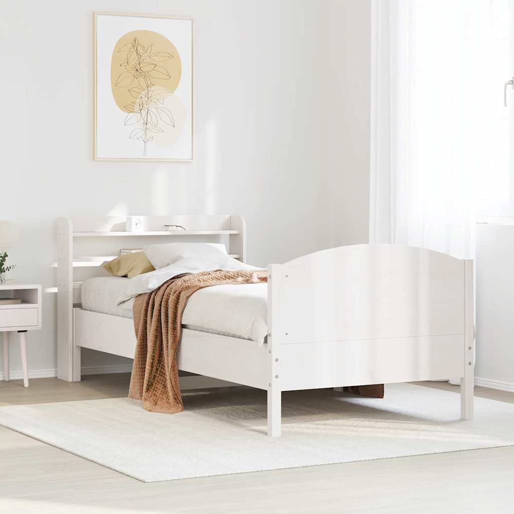 fehér tömör fenyőfa ágy matrac nélkül 100 x 200 cm