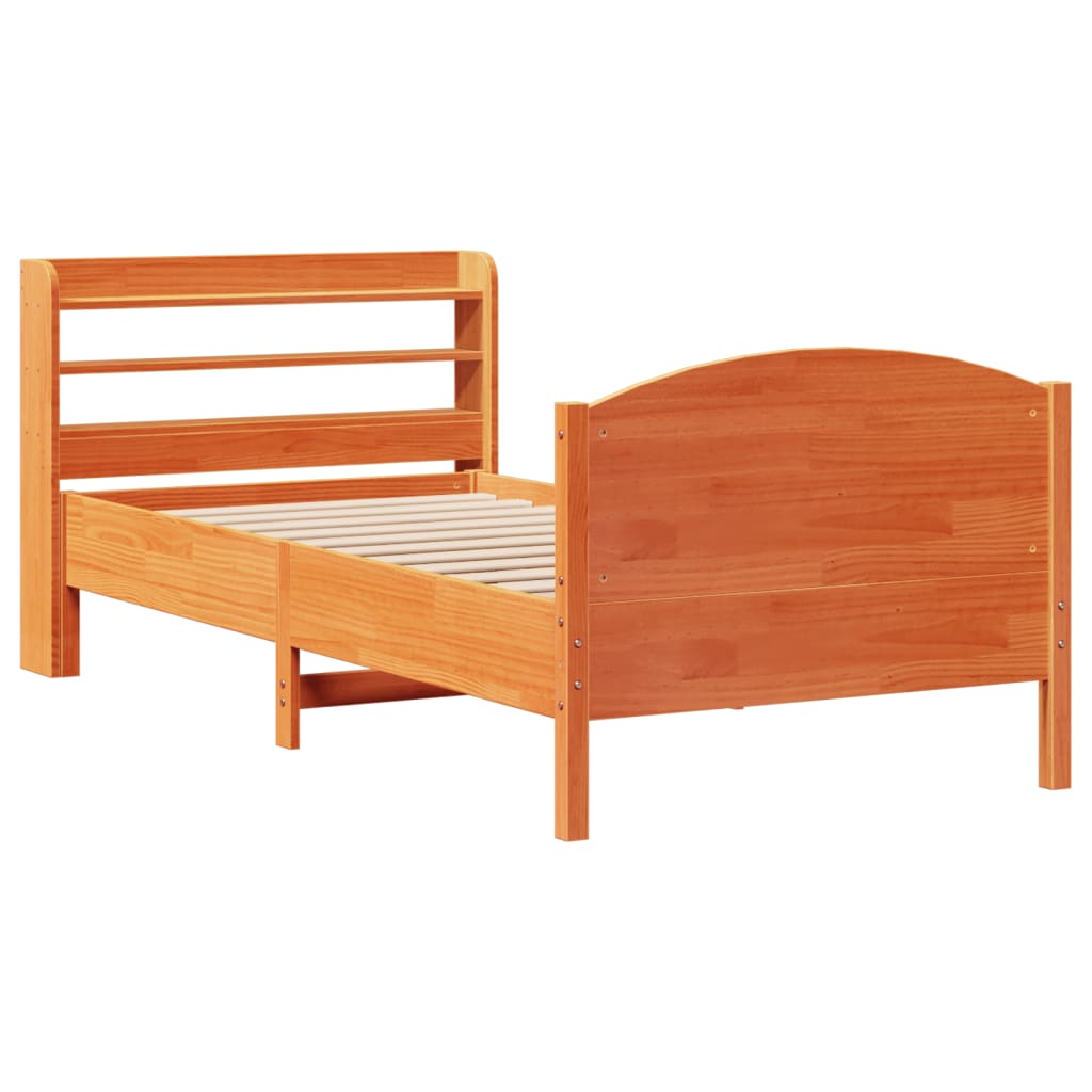 viaszbarna tömör fenyőfa ágy matrac nélkül 100 x 200 cm