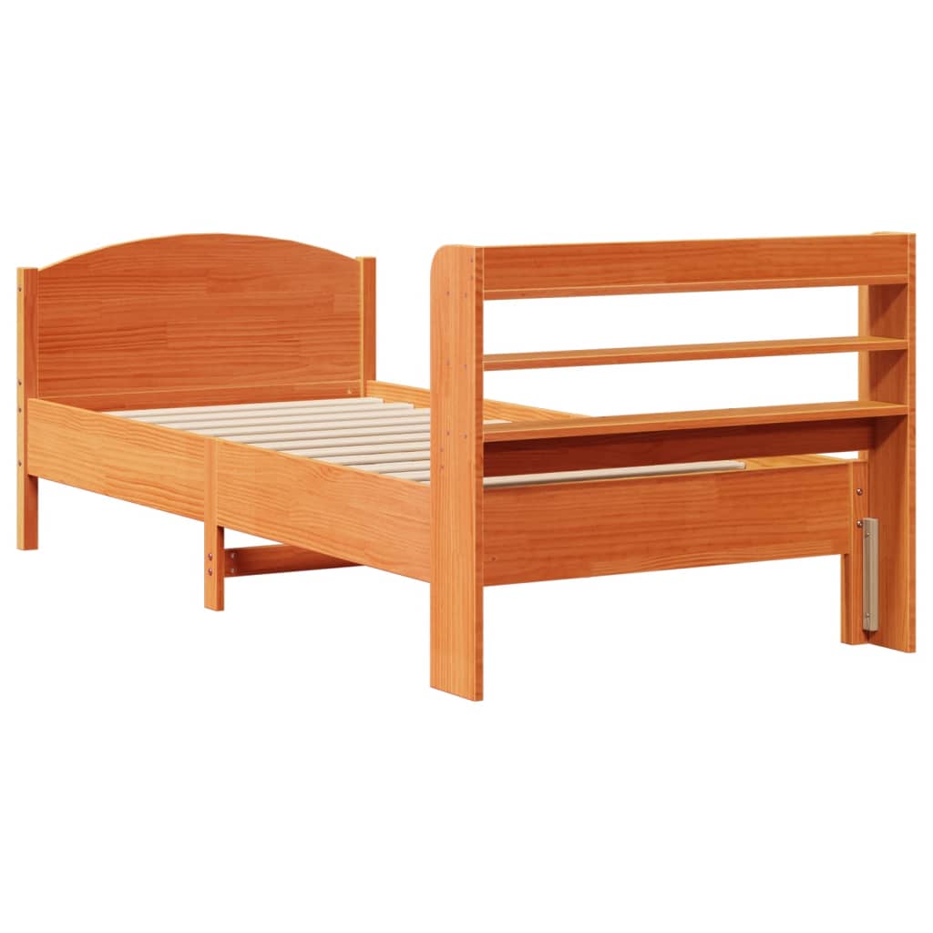 viaszbarna tömör fenyőfa ágy matrac nélkül 100 x 200 cm
