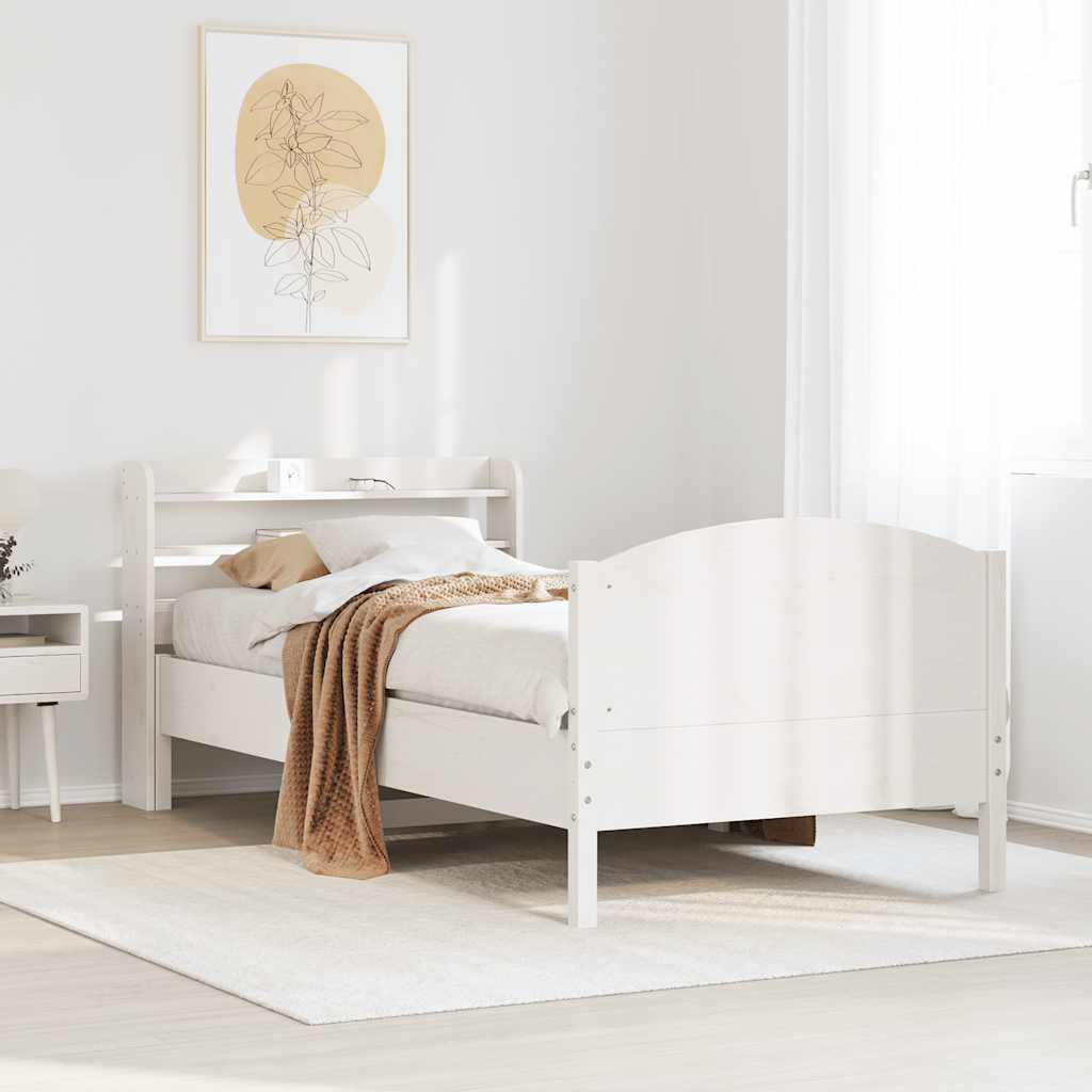 fehér tömör fenyőfa ágy matrac nélkül 75 x 190 cm
