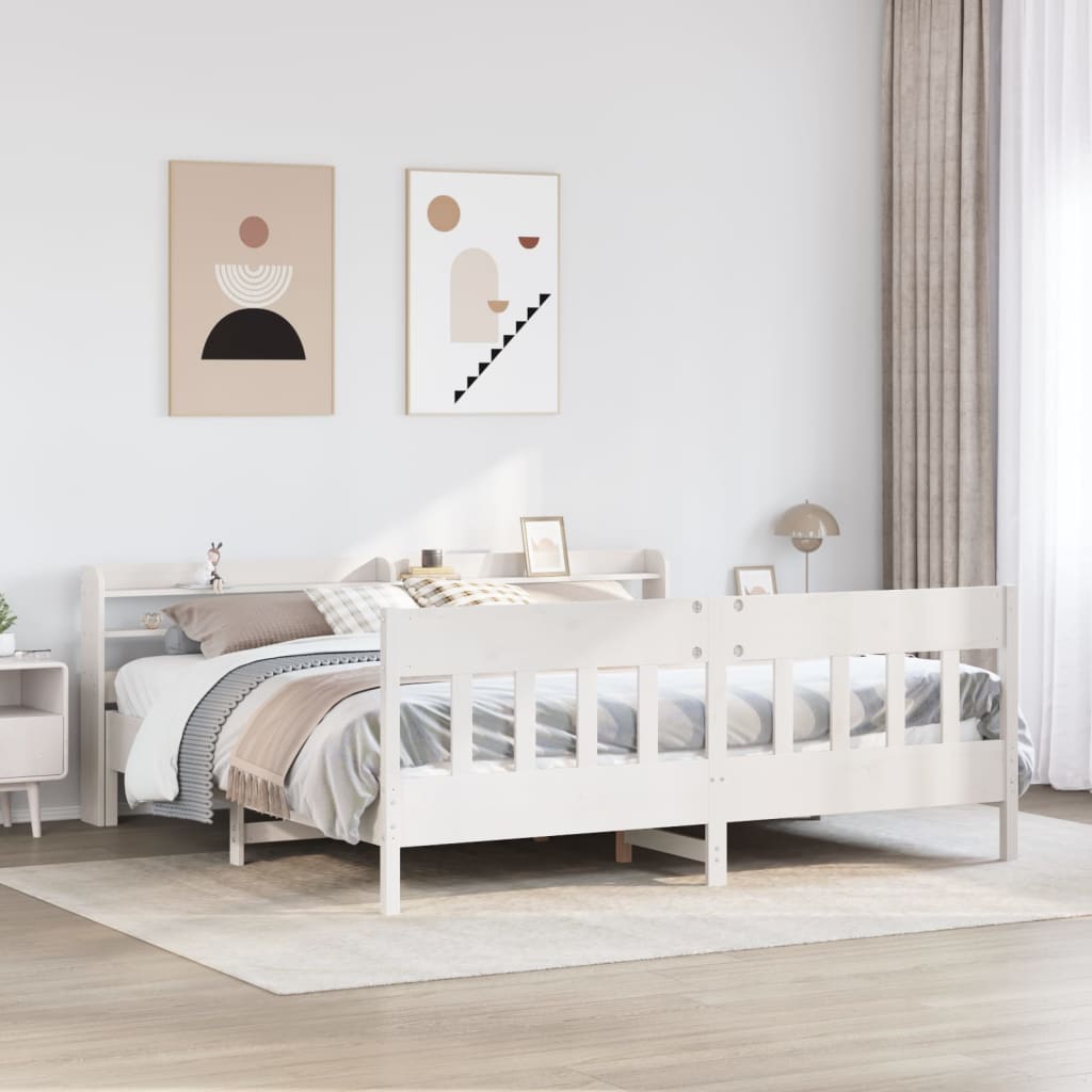 fehér tömör fenyőfa ágy matrac nélkül 200 x 200 cm