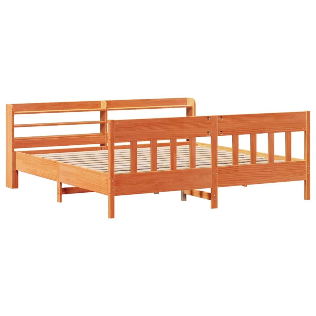 viaszbarna tömör fenyőfa ágy matrac nélkül 200 x 200 cm
