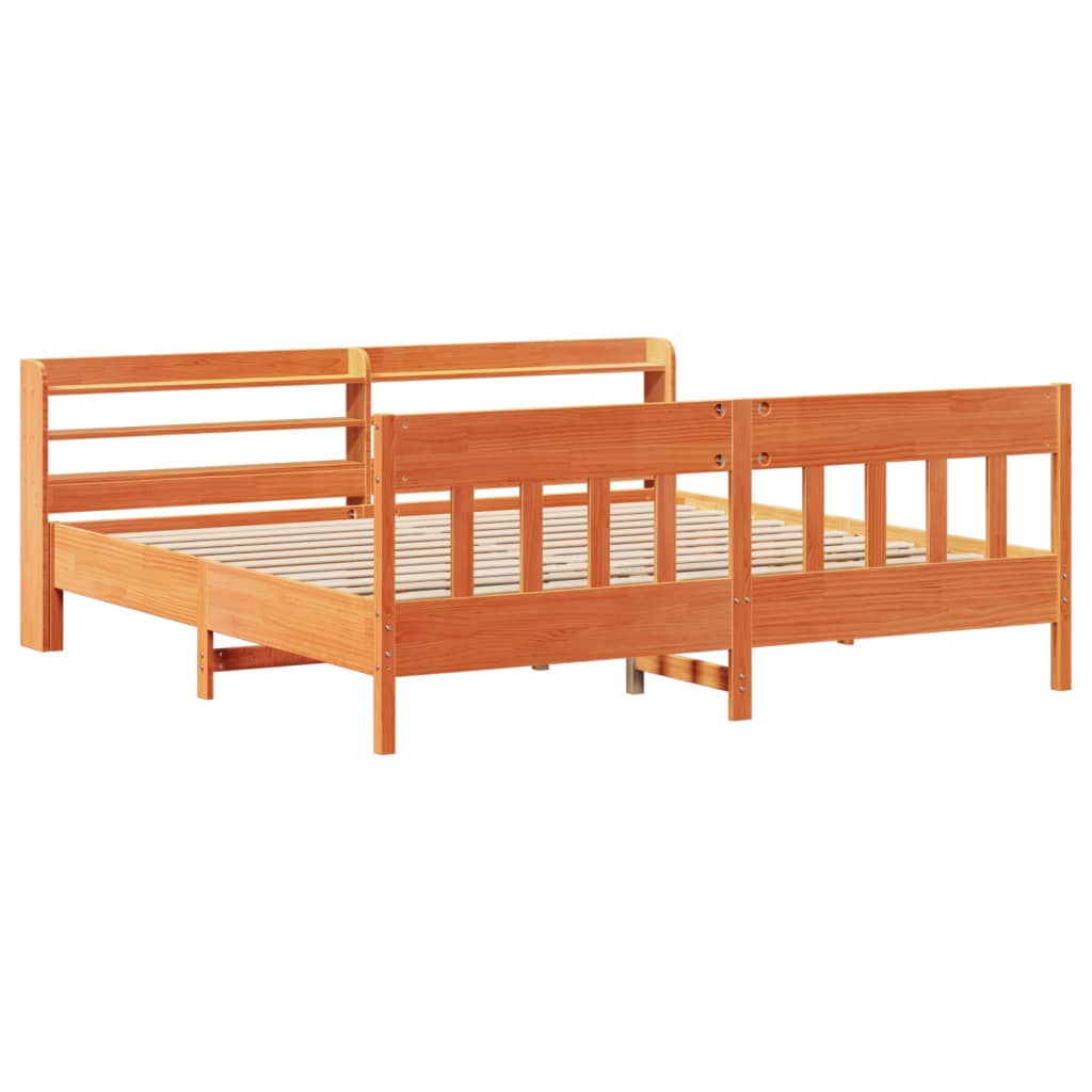 viaszbarna tömör fenyőfa ágy matrac nélkül 180 x 200 cm