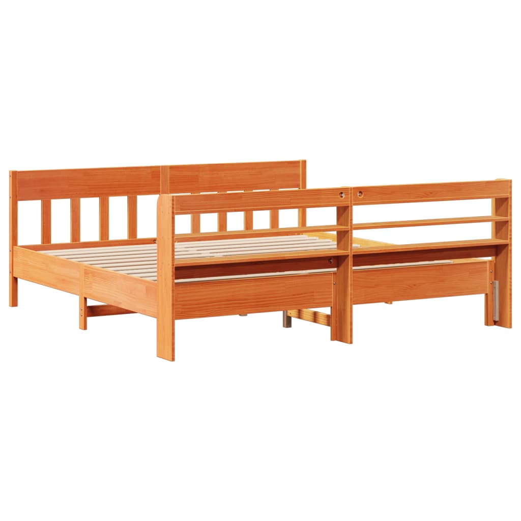 viaszbarna tömör fenyőfa ágy matrac nélkül 180 x 200 cm