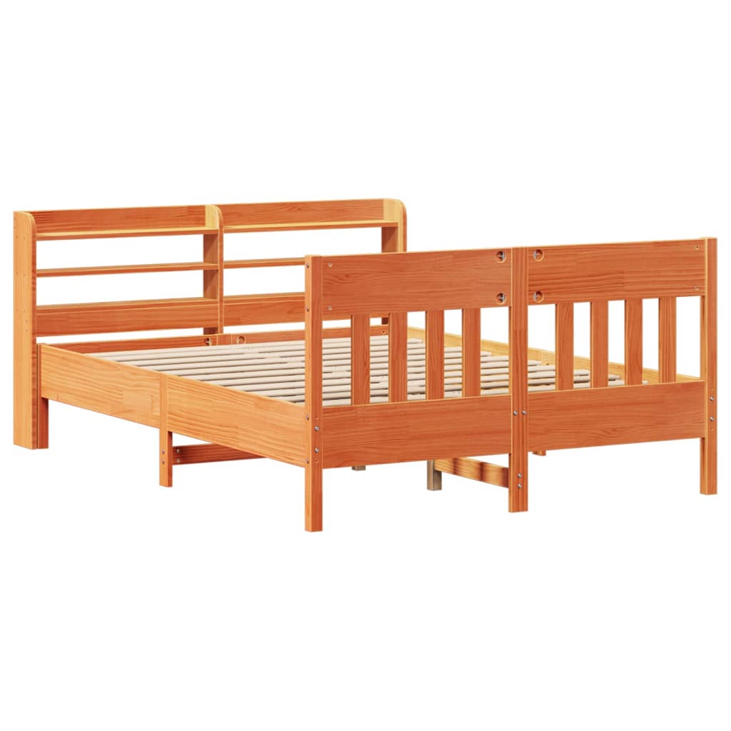 viaszbarna tömör fenyőfa ágy matrac nélkül 140 x 200 cm