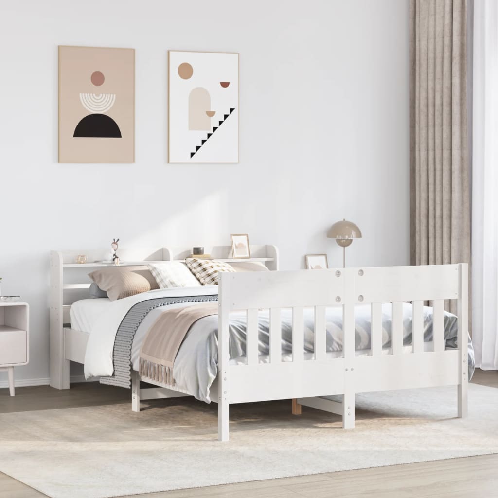 fehér tömör fenyőfa ágy matrac nélkül 120 x 200 cm