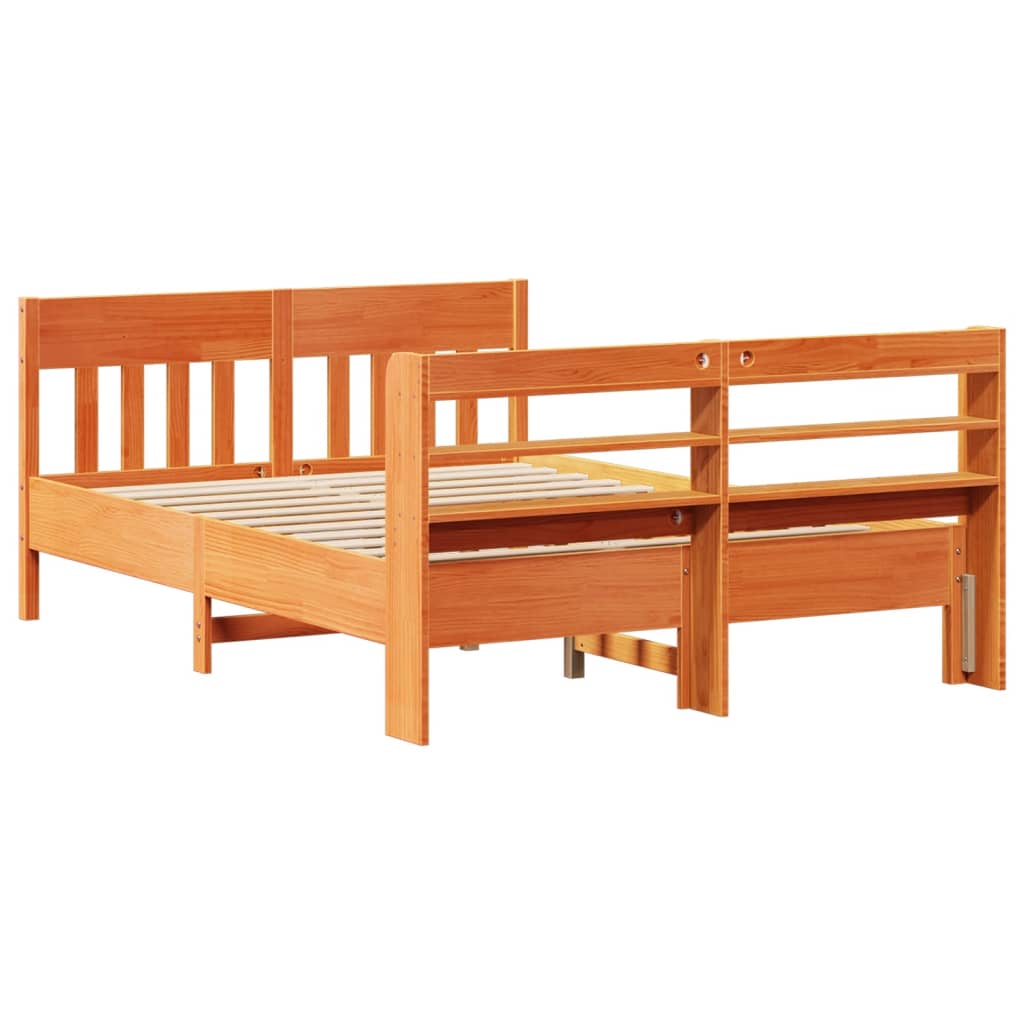 viaszbarna tömör fenyőfa ágy matrac nélkül 120 x 200 cm