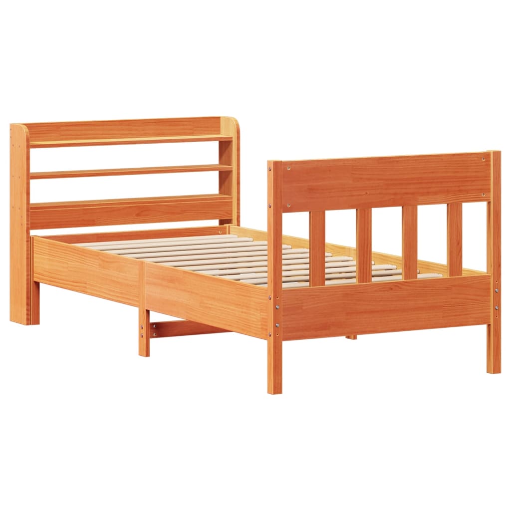 viaszbarna tömör fenyőfa ágy matrac nélkül 100 x 200 cm