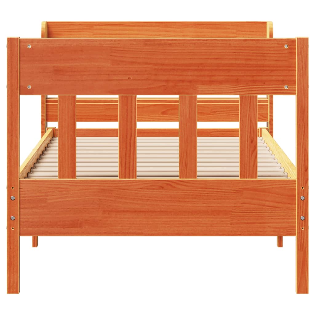 viaszbarna tömör fenyőfa ágy matrac nélkül 100 x 200 cm