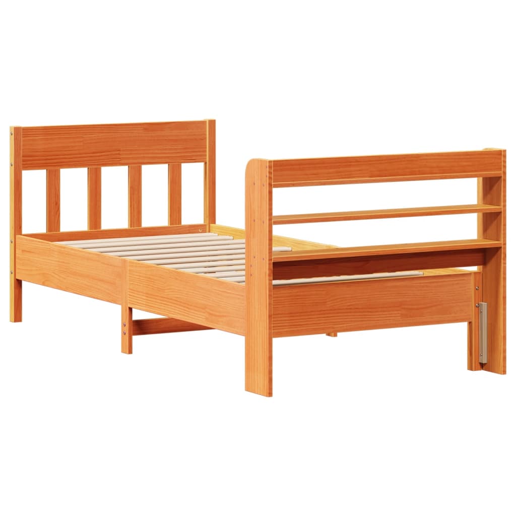 viaszbarna tömör fenyőfa ágy matrac nélkül 100 x 200 cm