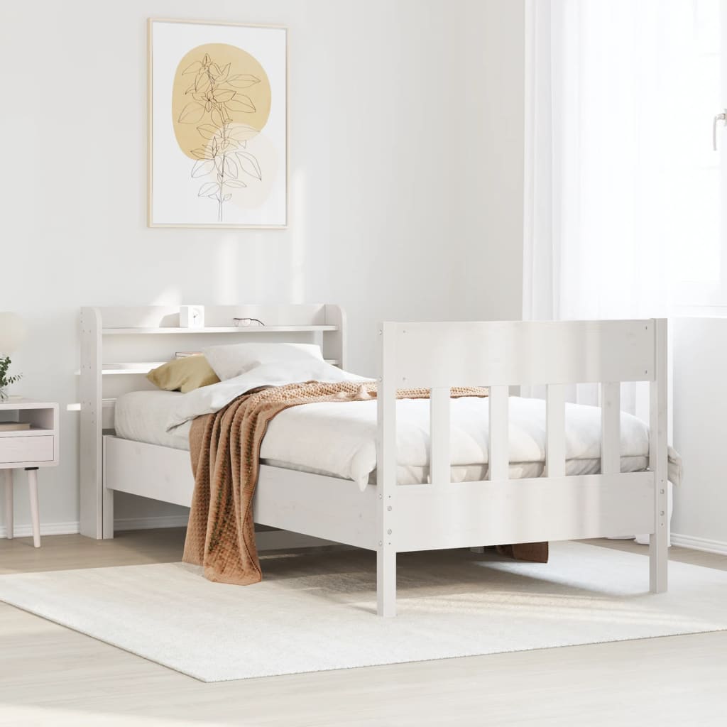 fehér tömör fenyőfa ágy matrac nélkül 90 x 200 cm