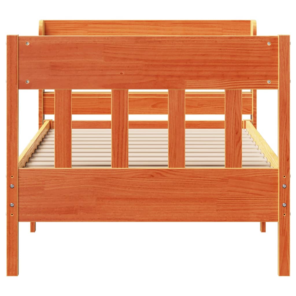 viaszbarna tömör fenyőfa ágy matrac nélkül 75 x 190 cm