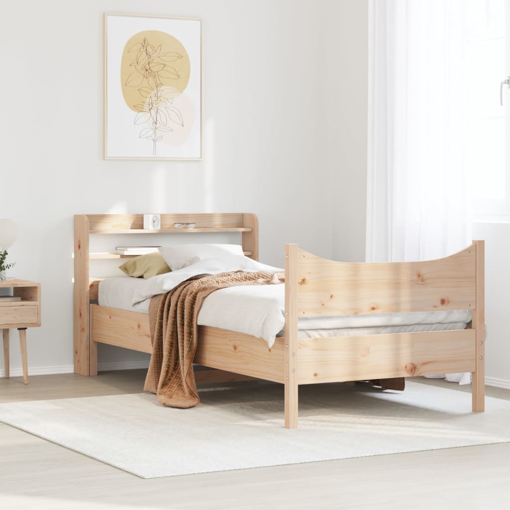 tömör fenyőfa ágykeret fejtámlával 75 x 190 cm