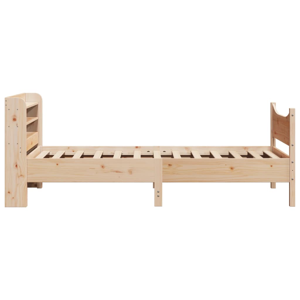 tömör fenyőfa ágykeret fejtámlával 75 x 190 cm