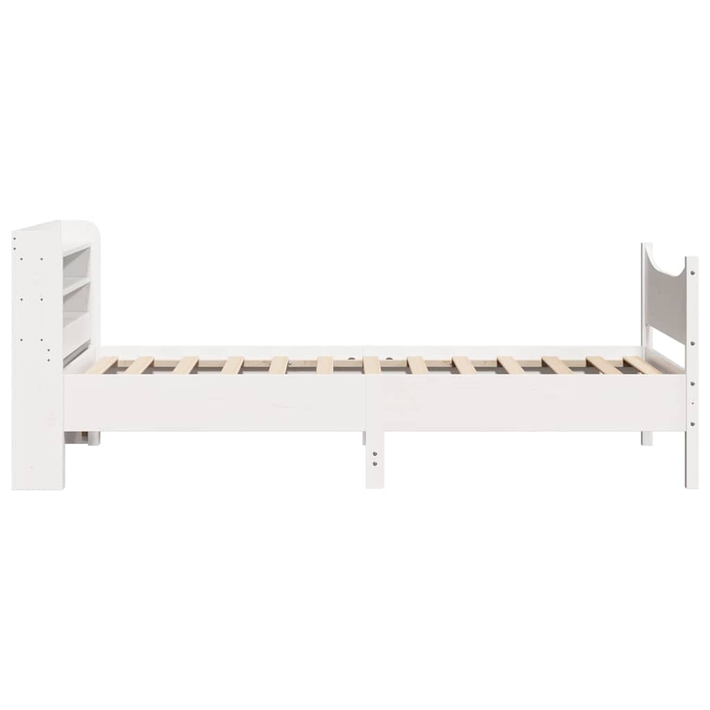 fehér tömör fenyőfa ágykeret fejtámlával 75 x 190 cm