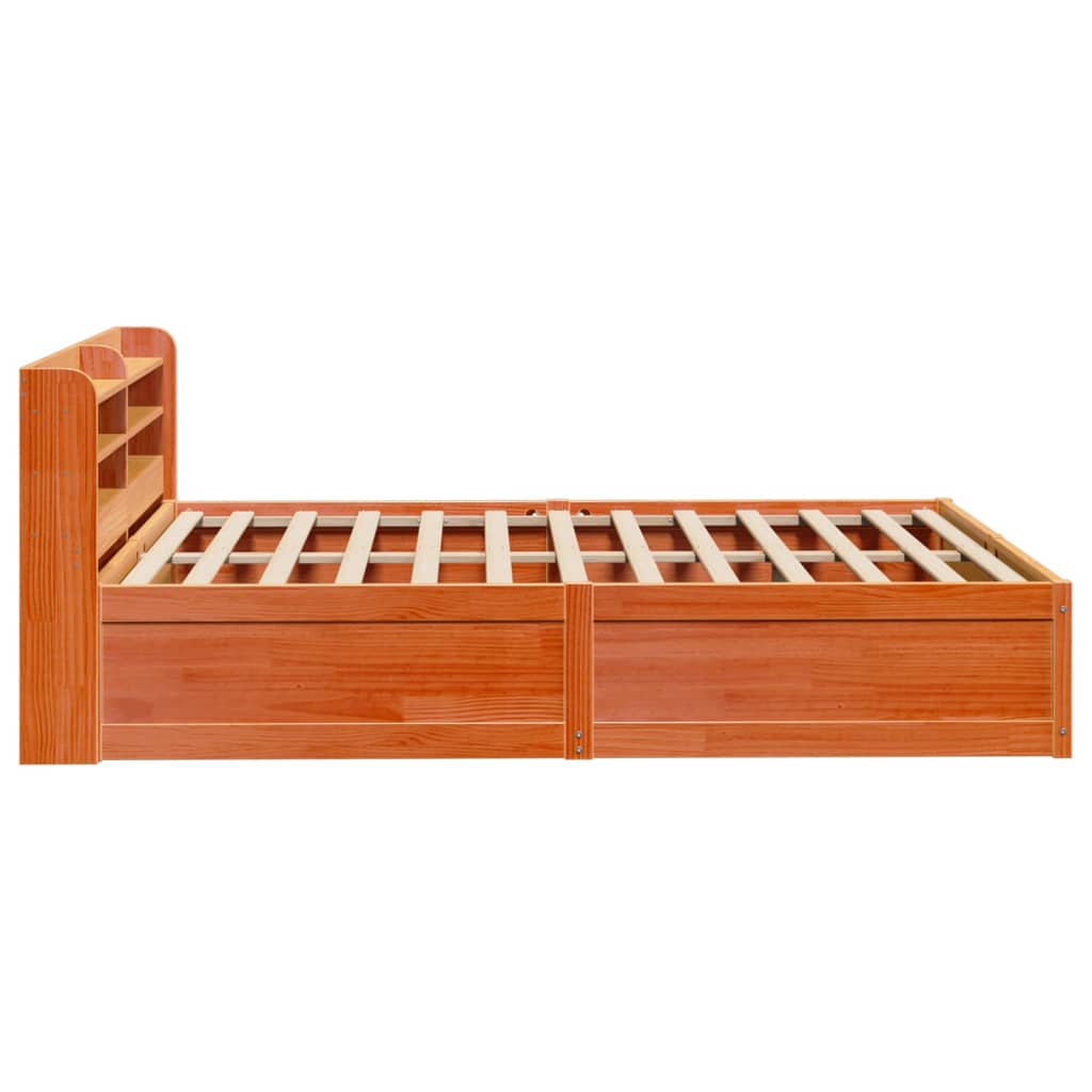 viaszbarna tömör fenyőfa ágykeret fejtámlával 120 x 200 cm