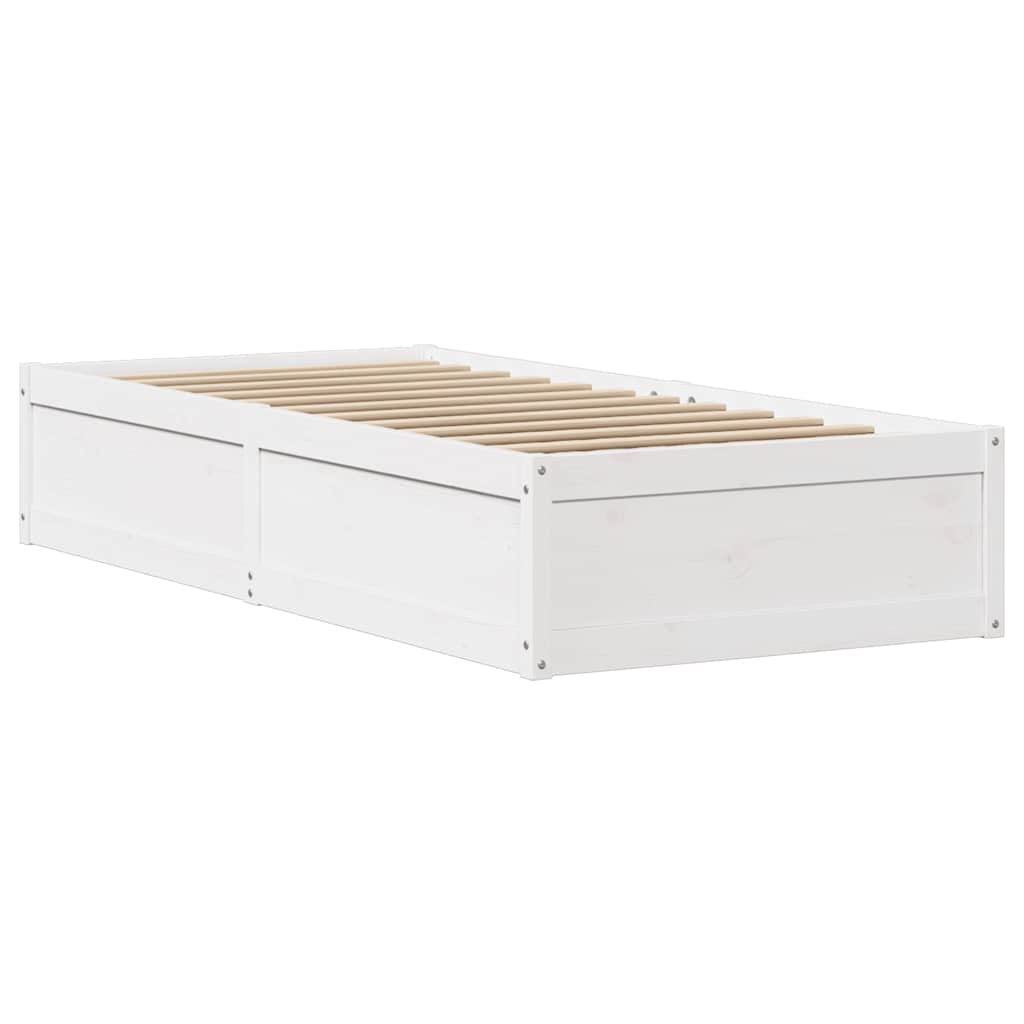 fehér tömör fenyőfa ágykeret fejtámlával 90 x 200 cm