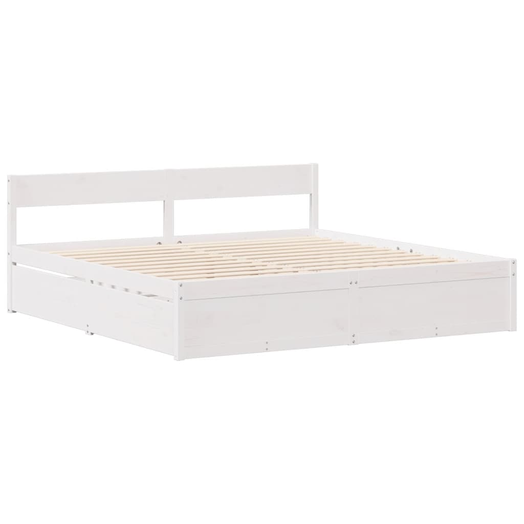 fehér tömör fenyőfa ágy matrac nélkül 200 x 200 cm