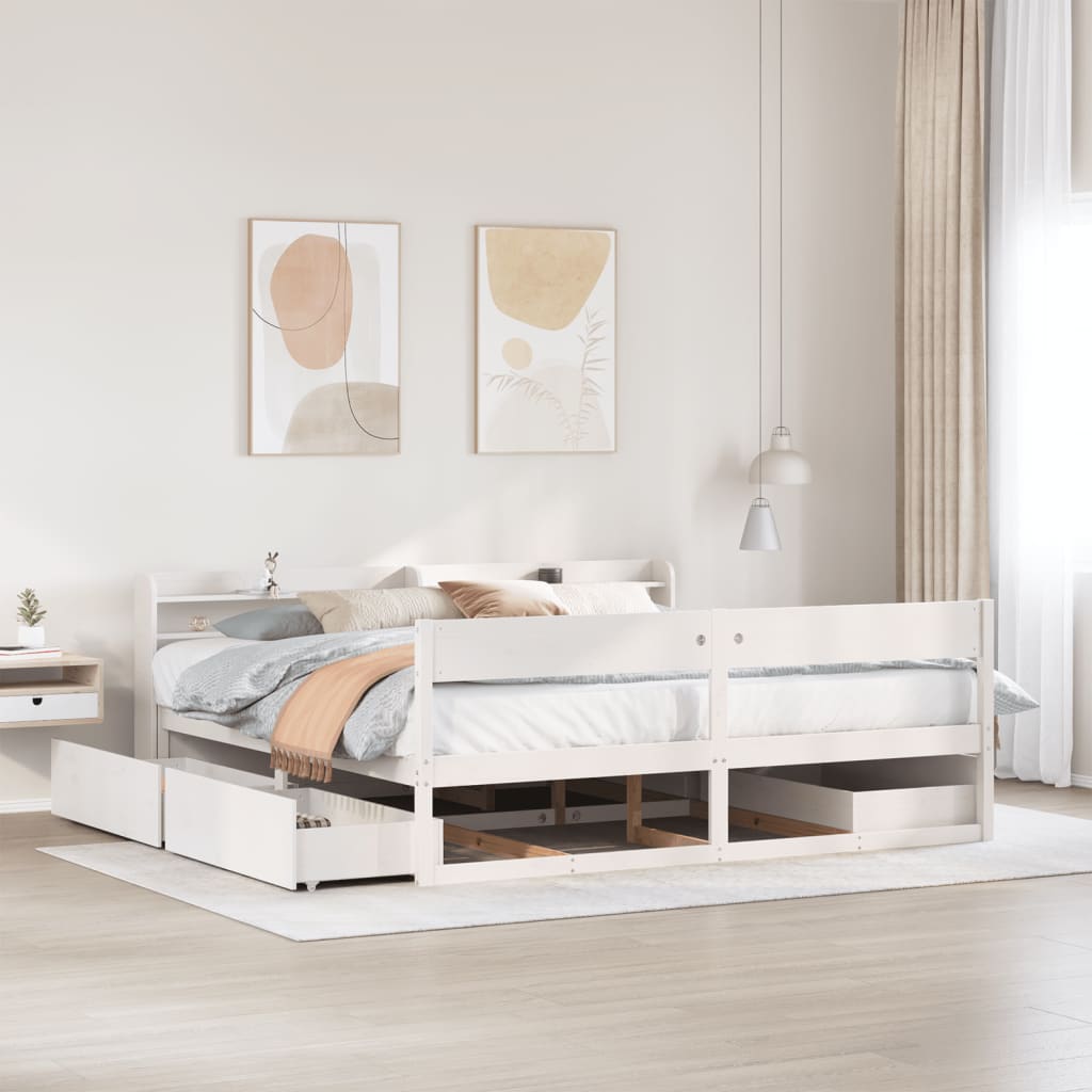 fehér tömör fenyőfa ágy matrac nélkül 200 x 200 cm
