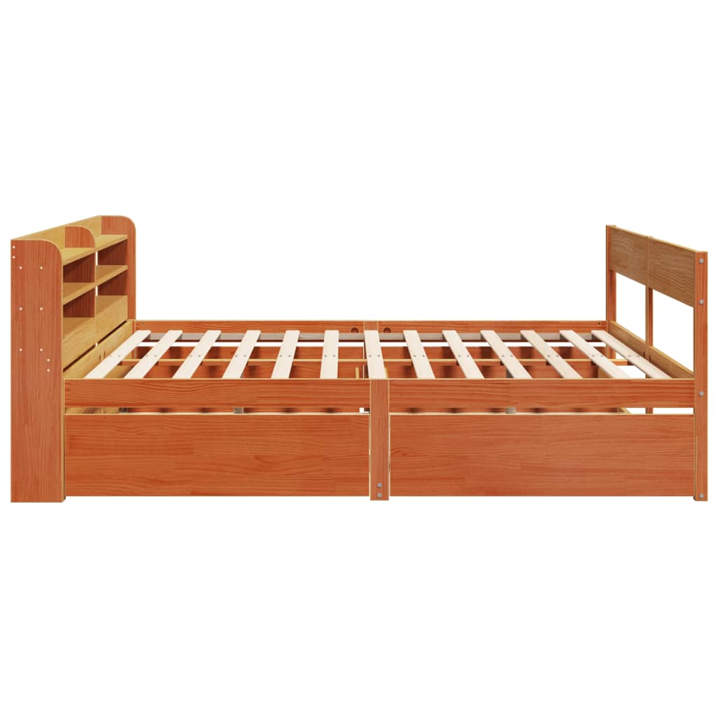 viaszbarna tömör fenyőfa ágy matrac nélkül 200 x 200 cm