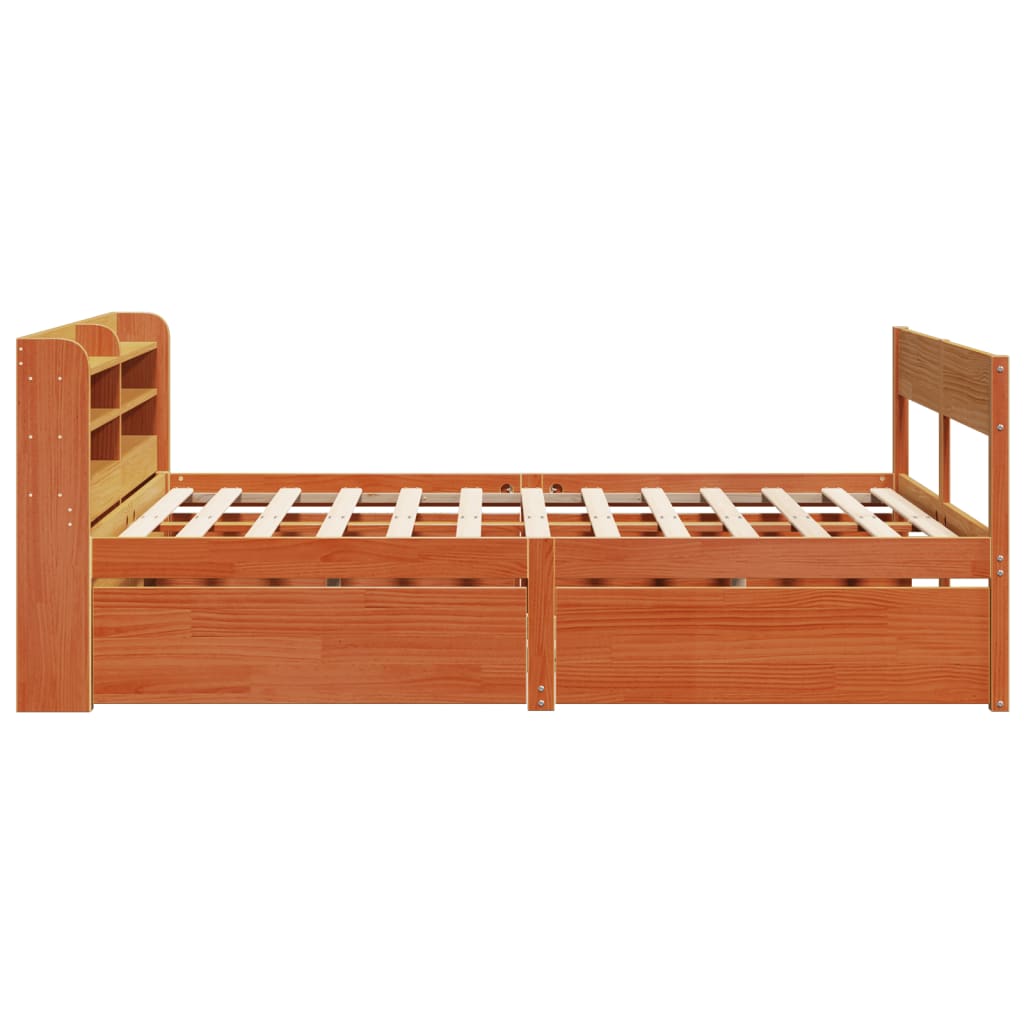 viaszbarna tömör fenyőfa ágy matrac nélkül 160 x 200 cm